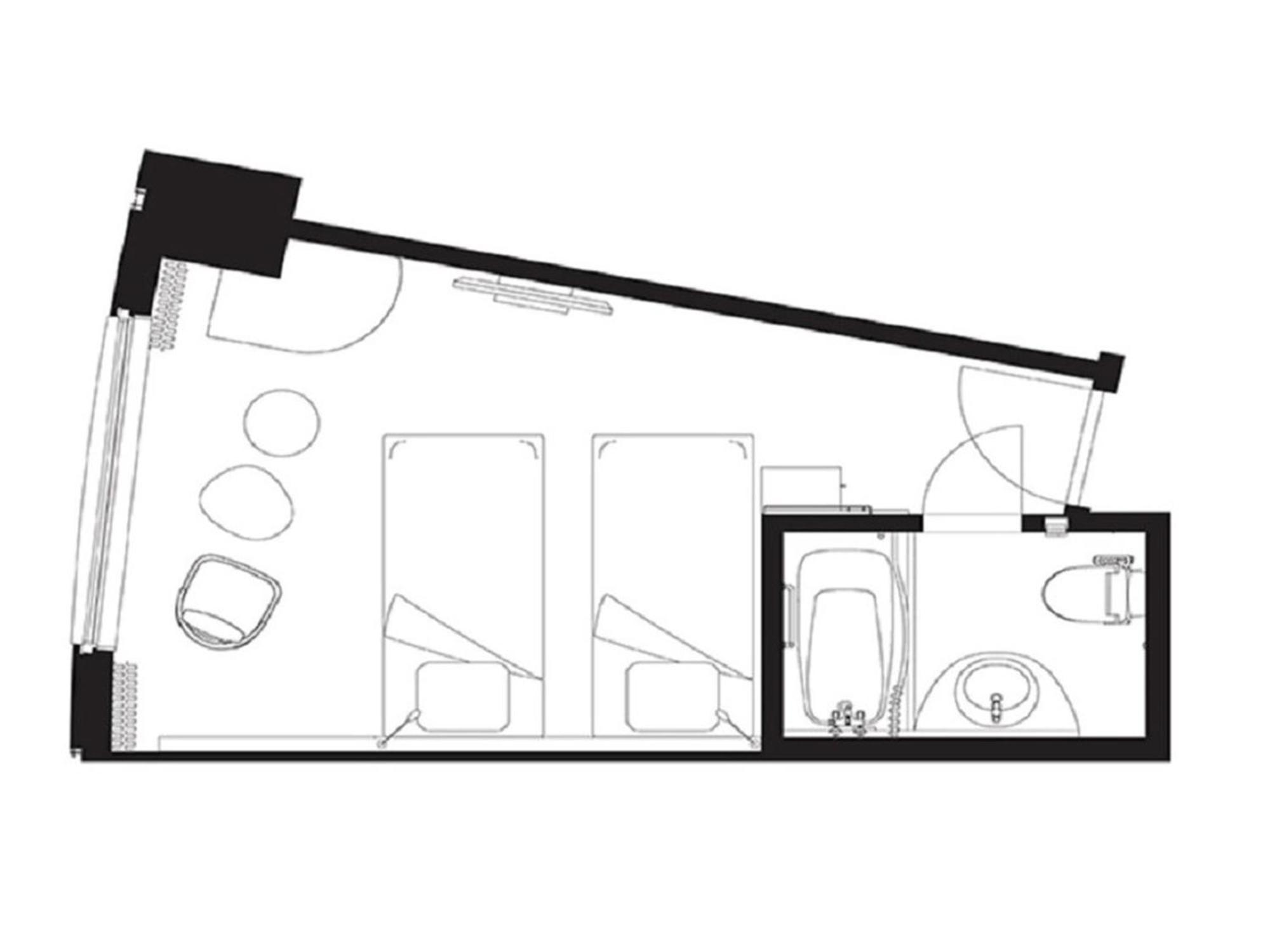 Sapporo Prince Hotel Rum bild Floorplan of a typical studio apartment